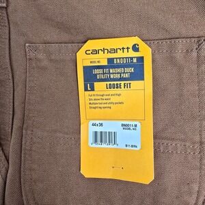 Carhartt BN0011-M Mens 44x36 Brown Loose Fit Washed Duck Utility‎ Work Pants
